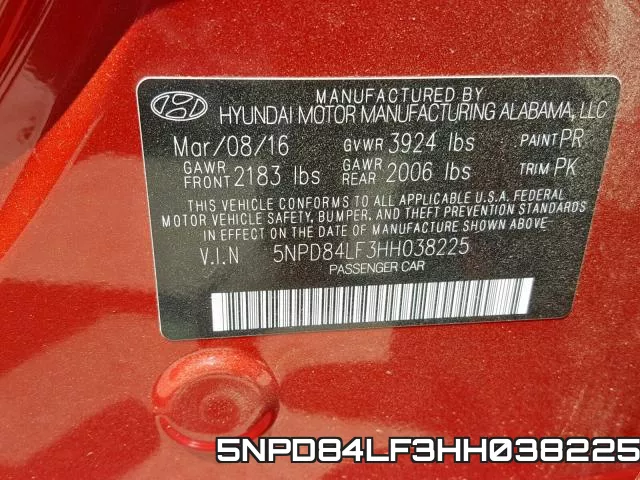 5NPD84LF3HH038225 фото 2