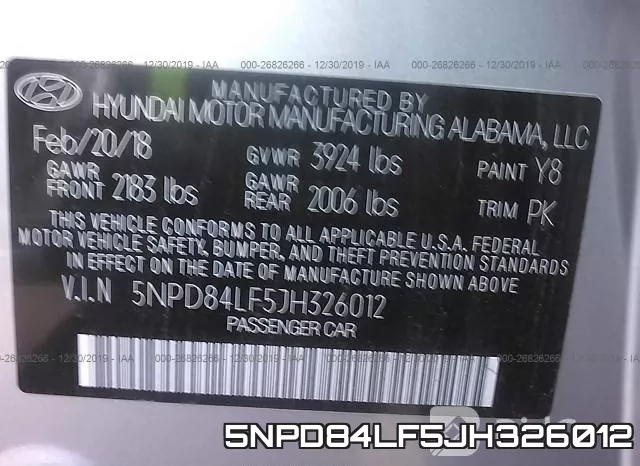5NPD84LF5JH326012 фото 10