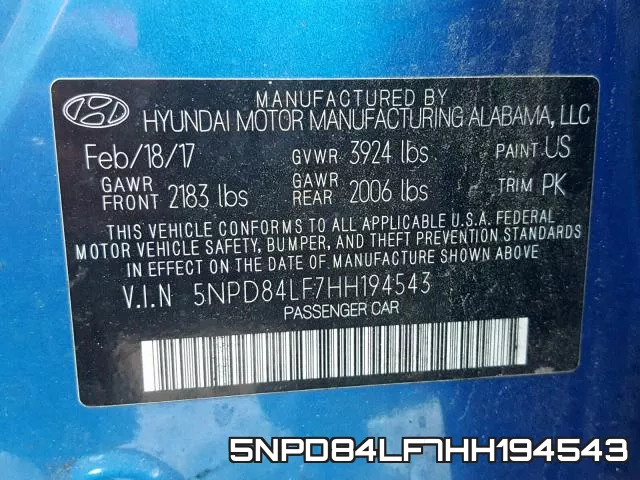 5NPD84LF7HH194543 фото 2