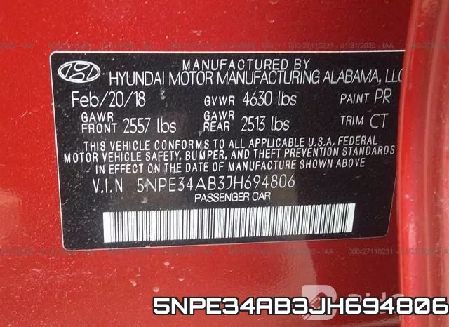 5NPE34AB3JH694806 фото 10