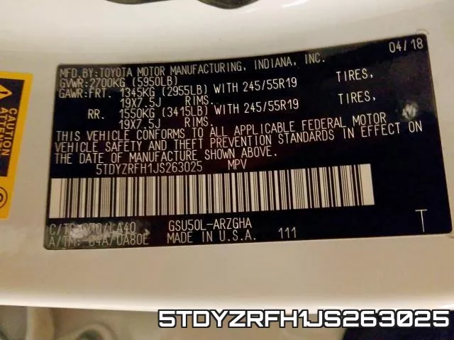 5TDYZRFH1JS263025 фото 2