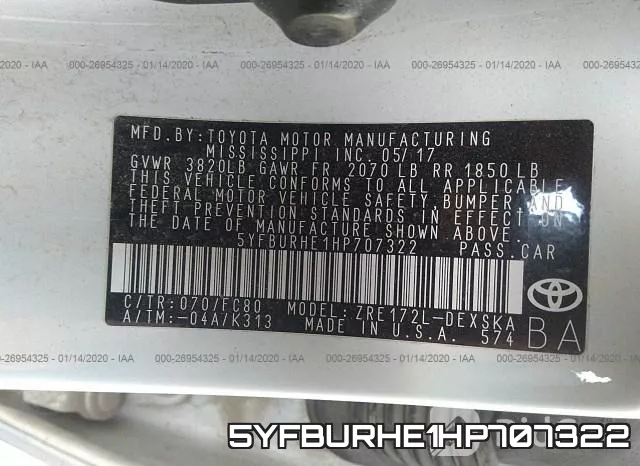 5YFBURHE1HP707322 фото 10