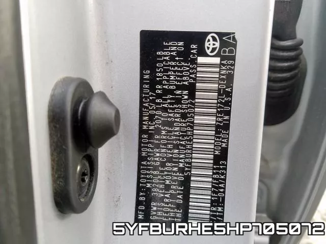 5YFBURHE5HP705072 фото 2