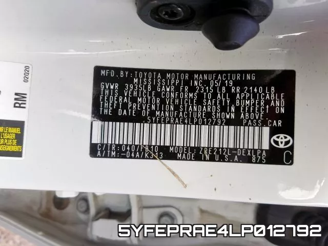 5YFEPRAE4LP012792 фото 2