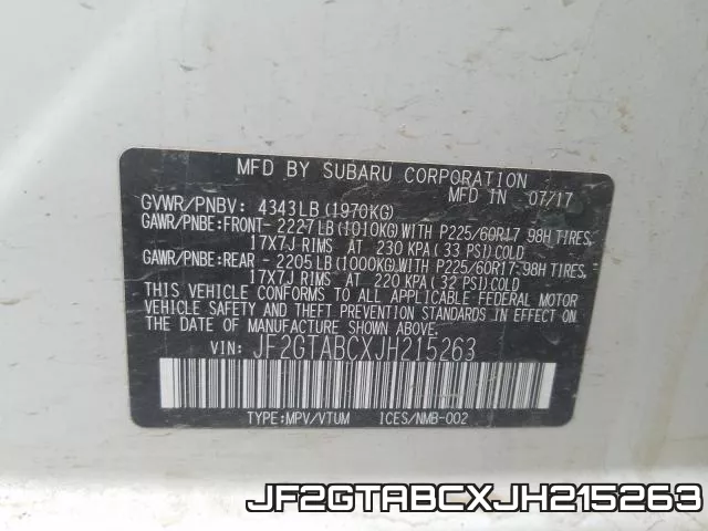 JF2GTABCXJH215263 фото 2
