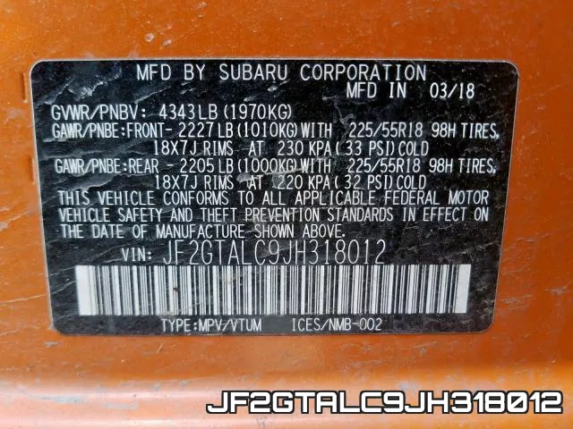 JF2GTALC9JH318012 фото 2