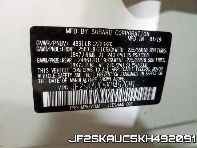 JF2SKAUC5KH492091 фото 2