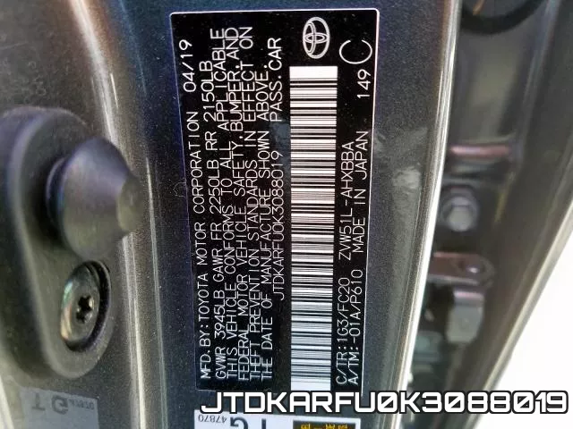 JTDKARFU0K3088019 фото 2