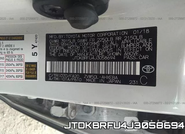 JTDKBRFU4J3058694 фото 10