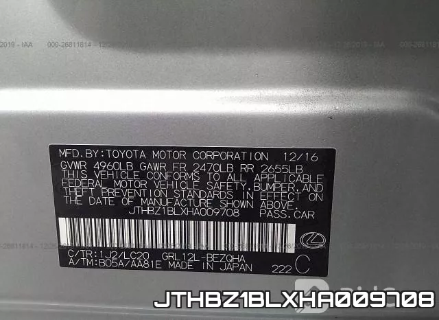 JTHBZ1BLXHA009708 фото 10