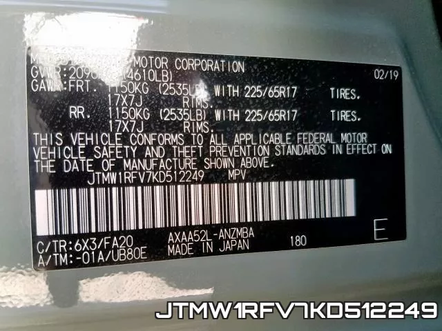 JTMW1RFV7KD512249 фото 2