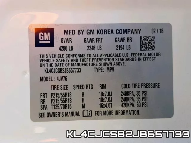 KL4CJCSB2JB657733 фото 2