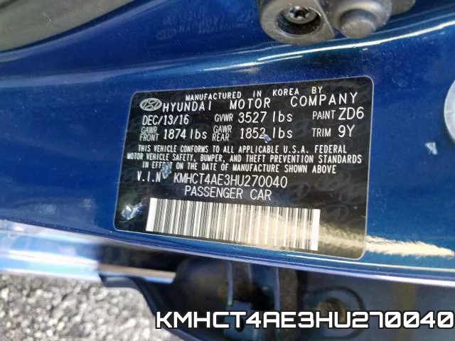 KMHCT4AE3HU270040 фото 2