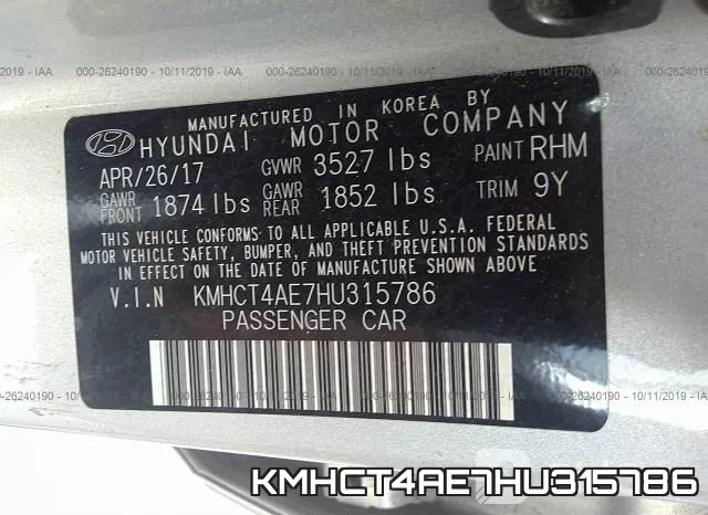 KMHCT4AE7HU315786 фото 10