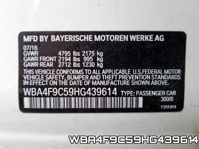 WBA4F9C59HG439614 фото 2