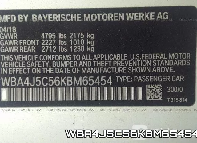 WBA4J5C56KBM65454 фото 10