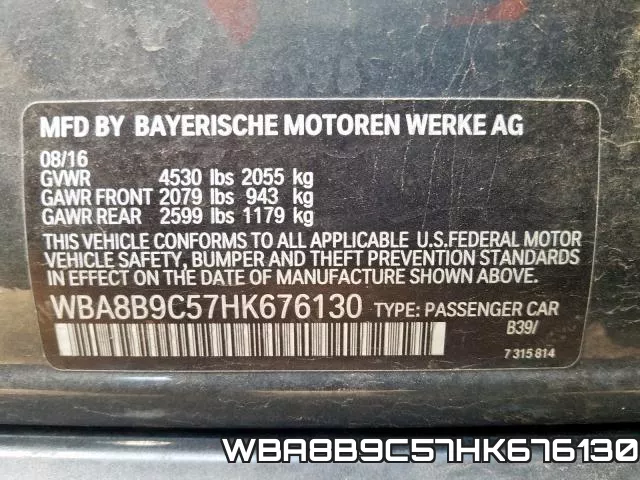 WBA8B9C57HK676130 фото 2