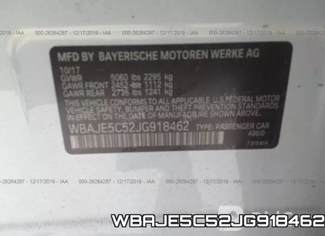 WBAJE5C52JG918462 фото 10