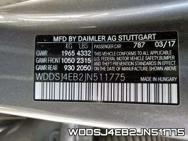 WDDSJ4EB2JN511775 фото 2