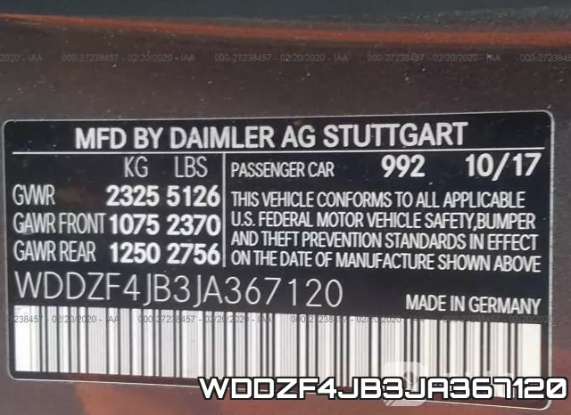 WDDZF4JB3JA367120 фото 10