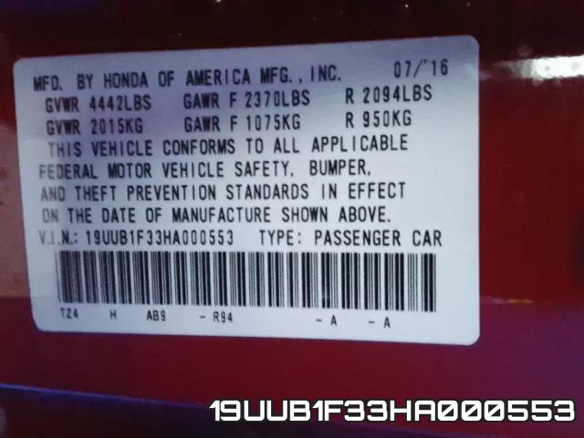 19UUB1F33HA000553 фото 2