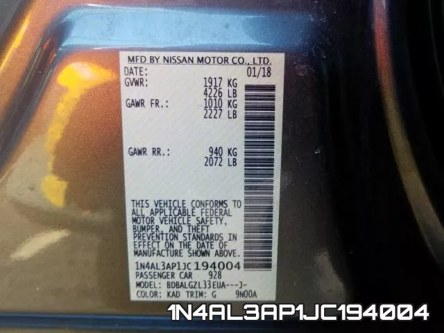 1N4AL3AP1JC194004 фото 2