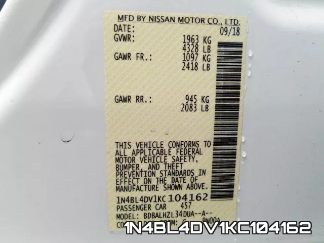 1N4BL4DV1KC104162 фото 2