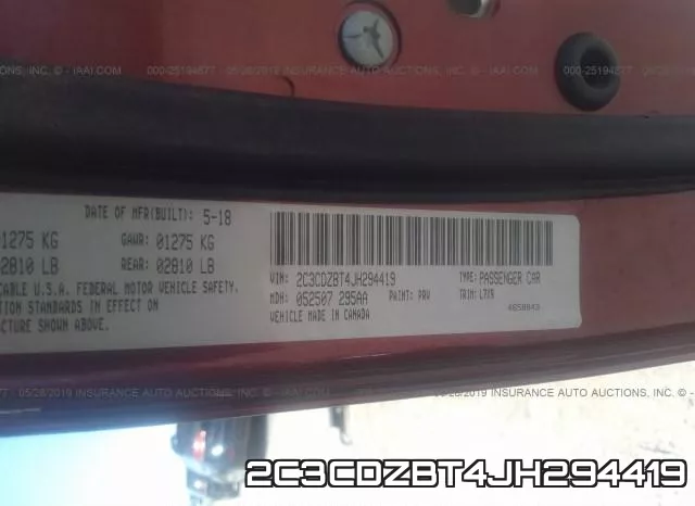2C3CDZBT4JH294419 фото 10
