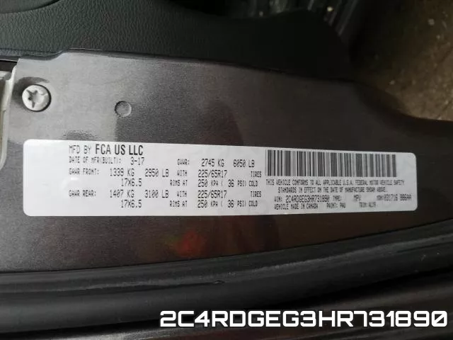 2C4RDGEG3HR731890 фото 2
