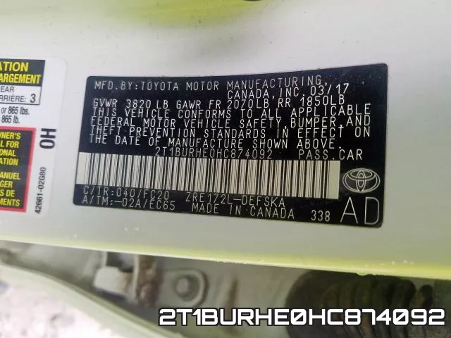 2T1BURHE0HC874092 фото 2