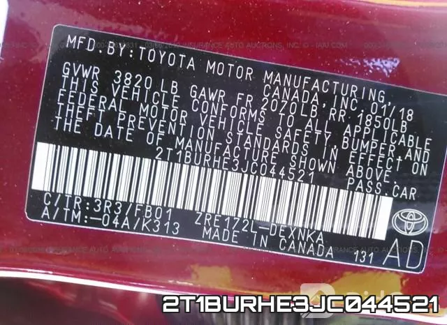 2T1BURHE3JC044521 фото 10