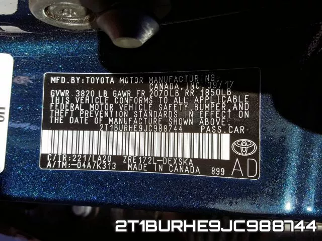 2T1BURHE9JC988744 фото 2