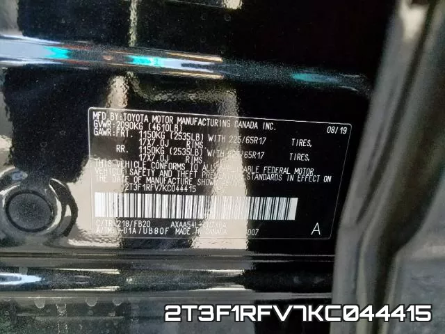 2T3F1RFV7KC044415 фото 2