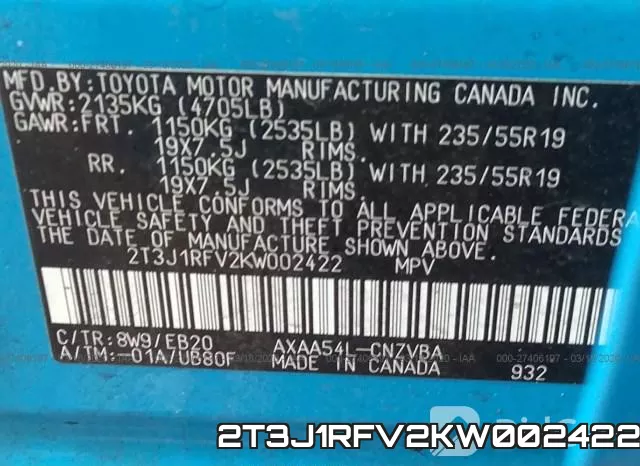2T3J1RFV2KW002422 фото 10