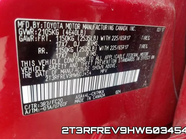 2T3RFREV9HW603454 фото 2