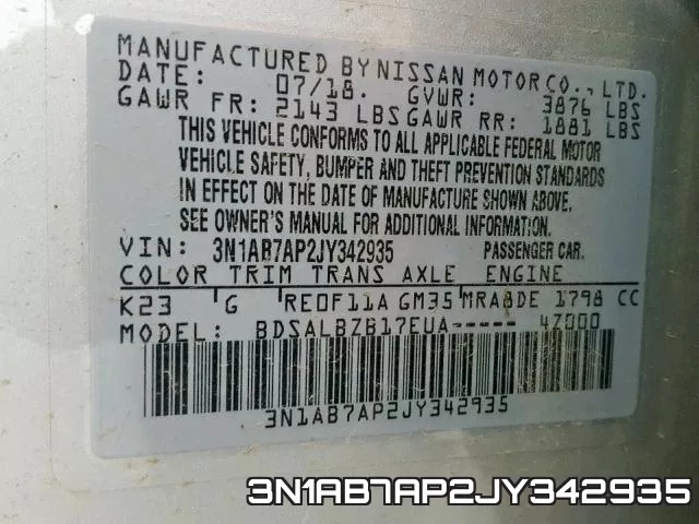 3N1AB7AP2JY342935 фото 2