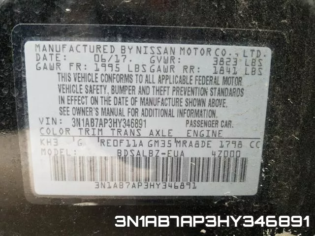 3N1AB7AP3HY346891 фото 2