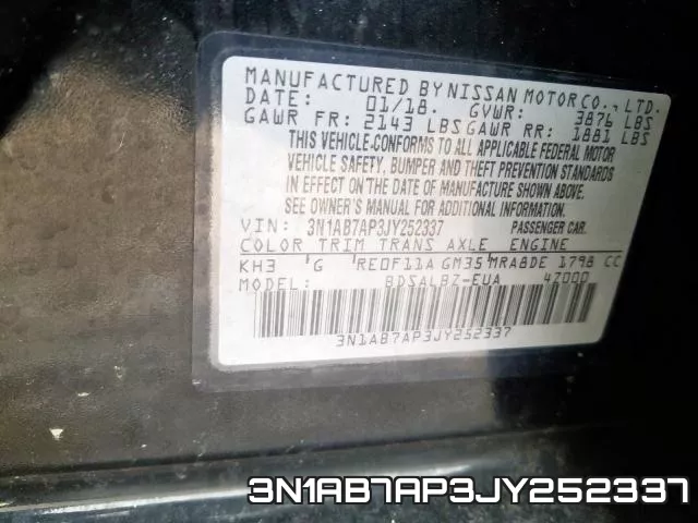 3N1AB7AP3JY252337 фото 2