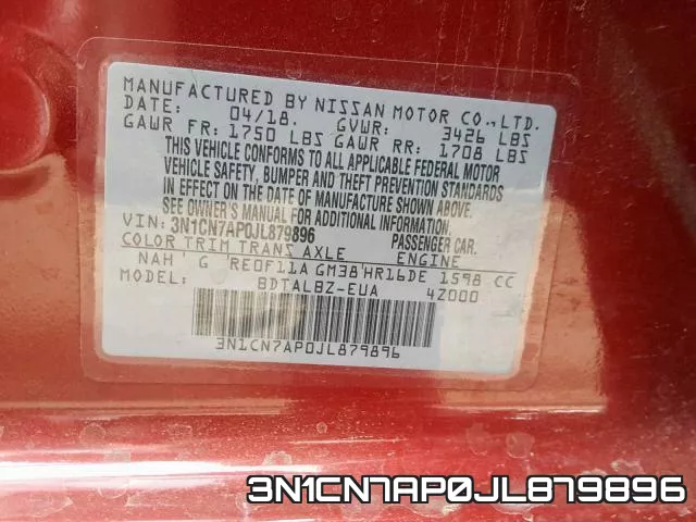 3N1CN7AP0JL879896 фото 2