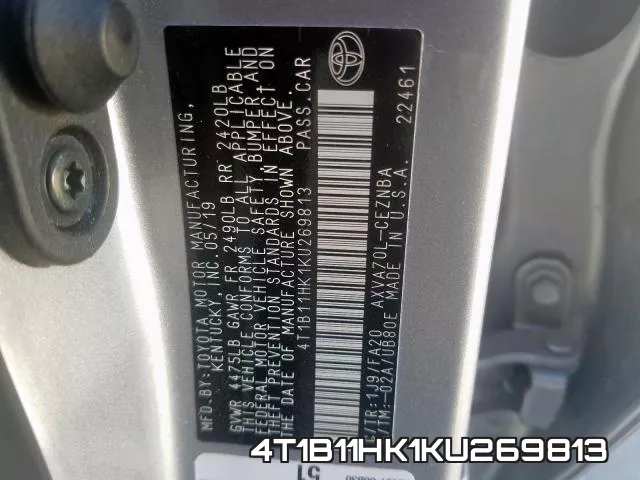4T1B11HK1KU269813 фото 2