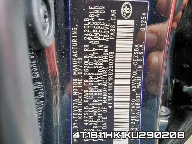 4T1B11HK1KU290208 фото 2