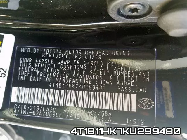 4T1B11HK7KU299480 фото 2