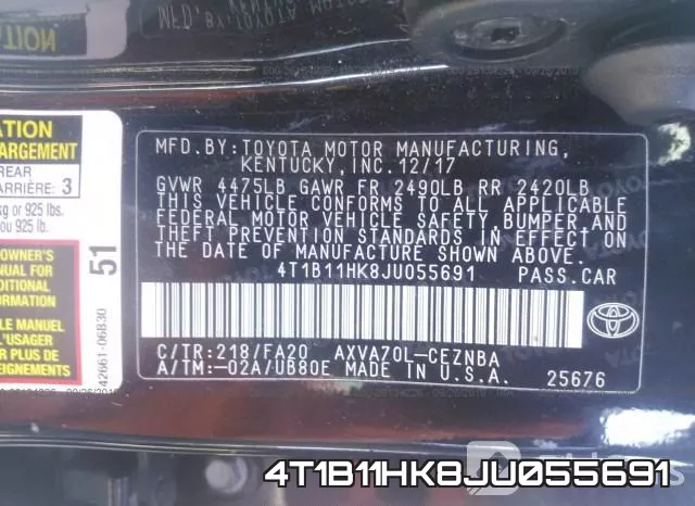 4T1B11HK8JU055691 фото 10