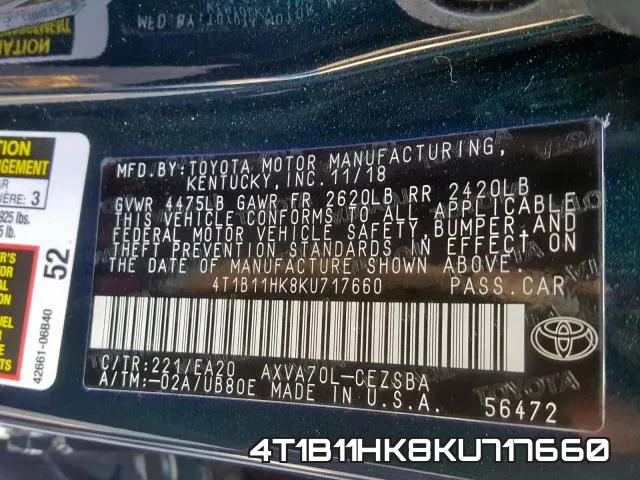 4T1B11HK8KU717660 фото 2