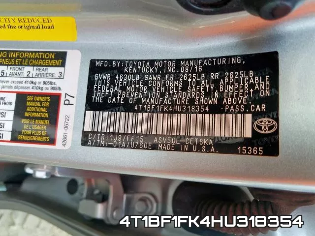 4T1BF1FK4HU318354 фото 2