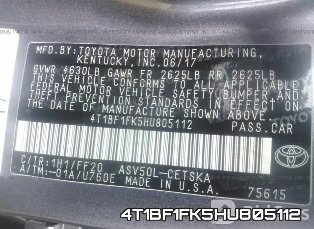 4T1BF1FK5HU805112 фото 10