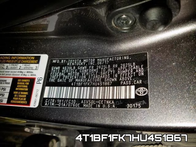 4T1BF1FK7HU451867 фото 2