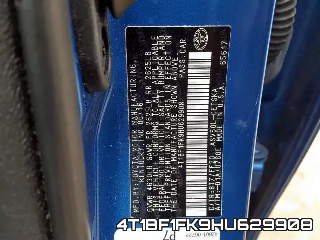 4T1BF1FK9HU629908 фото 2