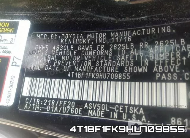 4T1BF1FK9HU709855 фото 10