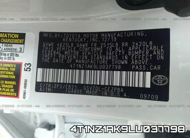 4T1NZ1AK9LU037798 фото 10